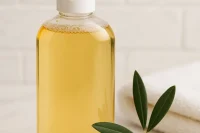 Castile liquid soap in a bottle in a bathroom