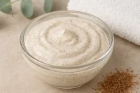 Natural Exfoliating Scrub in a bowl in a spa setting