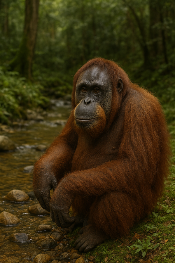 Orangutan by a stream to represent POF cream cleanser