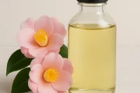 Camellia seed oil with camellias and seeds