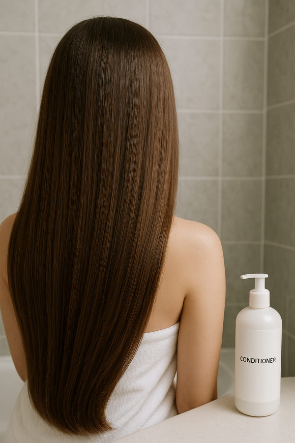 Silky smooth hair with a bottle of NCC natural hair conditioner
