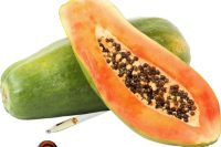 Pawpaw fruit and liquid in an eye dropper